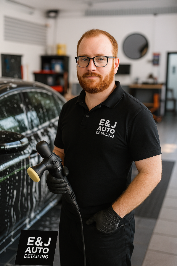 Man standing with cleaning tools
